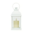 thumbnail image 1 of White Lantern with LED Candle, 9.8 Inch, Waterproof, Battery Operated, Realistic Pillar Candle with 3D Flame, Hanging Ring, Christmas Lanterns, Table Top Decor, Holiday Decor, 1 of 6