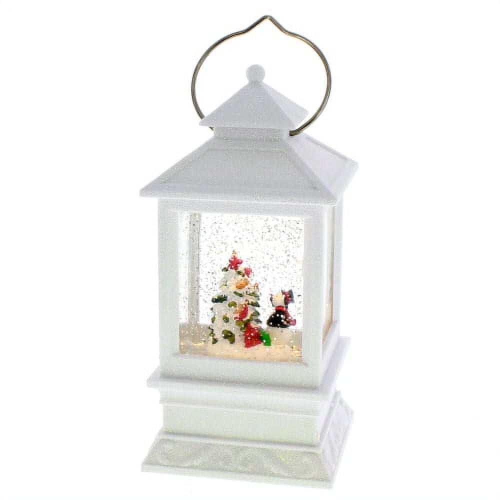White LED Musical Christmas Snowman Lantern with Glitter
