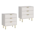 thumbnail image 1 of White Large 3 Drawer Night Stand Set of 2 ,Fluted NightStand Bedside Table set for Bedroom, 1 of 6