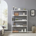 White Large 5Tier Open Bookshelf Storage Bookcase with Metal Frame