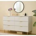 thumbnail image 1 of HRYJ White Large 6 Drawer Dresser 56" Wide Fluted Long Chest of Drawers Dressers for Bedroom, 1 of 6