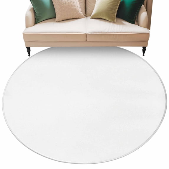 White Large Area Rugs for Bedroom Living Room, Soft Non Slip Carpet Bedside Rug, Modern Simple White Backdrop Round Floor Cover Kitchen Accent Rug 7' for Dining Room/Office