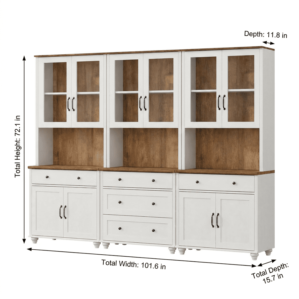 White Large Bookcase with Wood Doors, Bookshelf with Ample Storage Cabinet, Farmhouse Library Wooden Bookshelves for Living Room, Office, Study Room