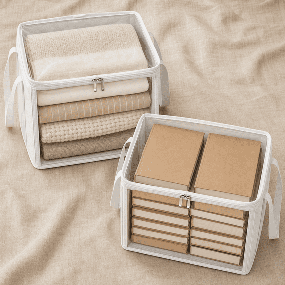 White Large Foldable PVC Storage Cube Organizer Boxes