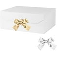 thumbnail image 1 of White Large Gift Box 13x11x5.3 Inches With Ribbon, Lid Magnetic Closure, Christmas, Rectangle Collapsible for Men Shoes (Glossy White), 1 of 14
