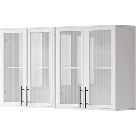 White Large Laundry Room Wall Cabinet with Adjustable Shelf,Wall Mounted Kitchen Cabinets with Two Shaker Doors,Upper Storage for Laundry Room, Bathroom, Kitchen,30" Wx 2Pcs