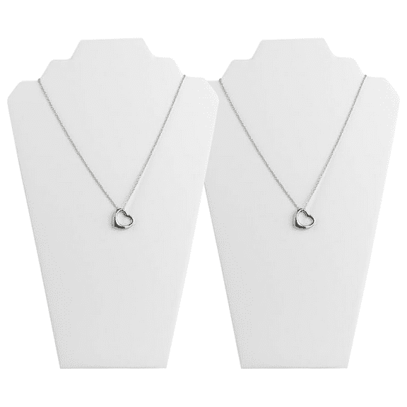 Novel Box 2 Pack White Leatherette Necklace Display Stands 8 1/4 W x 12 1/2 H Inches - Jewelry Stand Necklaces Organizer for Women