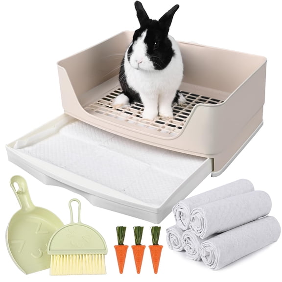 White Large Pet Litter Box For Small Pets Including Rabbits Guinea Pigs Ferrets
