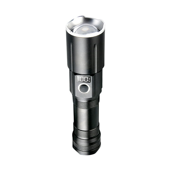 White Laser Flashlight with Zoom Function, Rechargeable Strong LED Light, 26650 Battery for Outdoor Lighting and Home Use