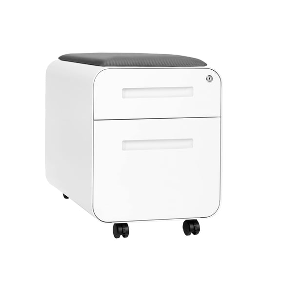 White Laura Davidson Furniture STOCKPILE Mini Seated 2 Drawer Mobile File