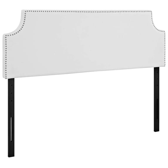 Modway Laura Queen Upholstered Vinyl and Solid Wood Headboard in White