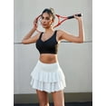 thumbnail image 1 of White Layered Pleated Mini Skirt - Multi-Tiered Folded Design With Adjustable Waistband - Breathable For Spring & Summer Outfits, 1 of 6