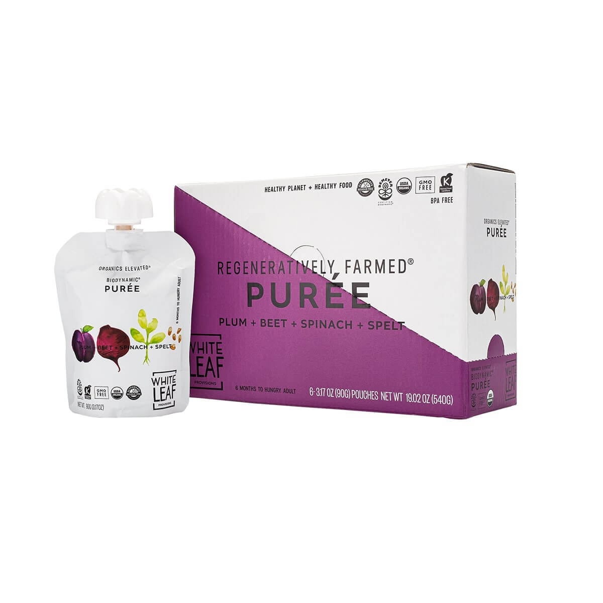 White Leaf Provisions Organic Biodynamic 8+ Months Baby Food Plum Beet