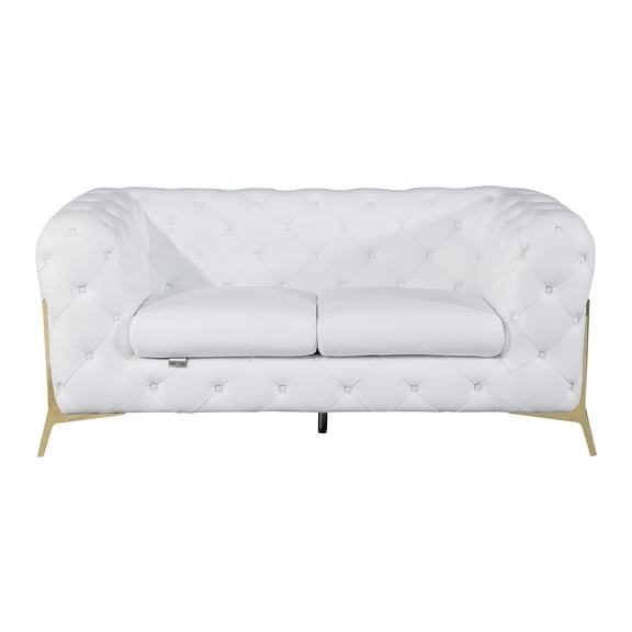 White Leather, 3 - Layer Cushion Loveseat / Comfort in Your Lounge