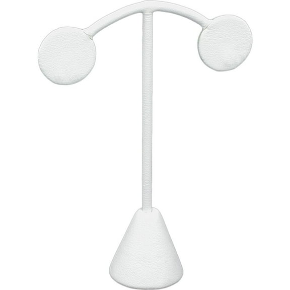 White Leather Earring Display Stand Jewelry Case 4.5"