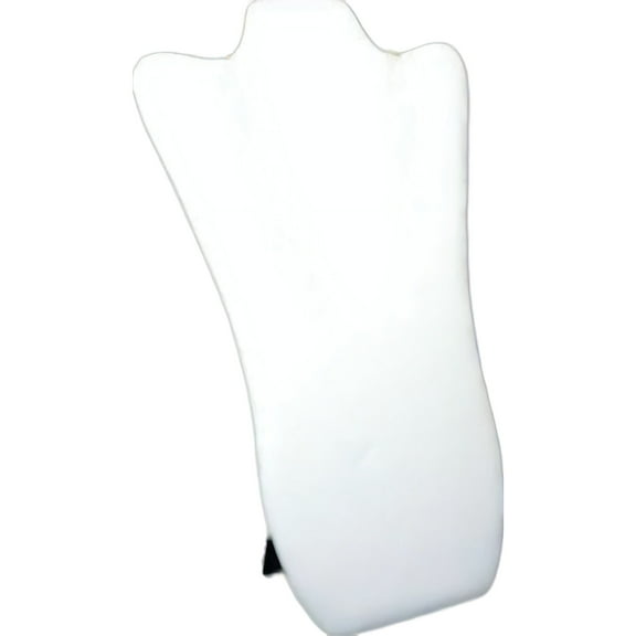White Leather Padded Necklace Pendant Bust Showcase Display 14 1/8"