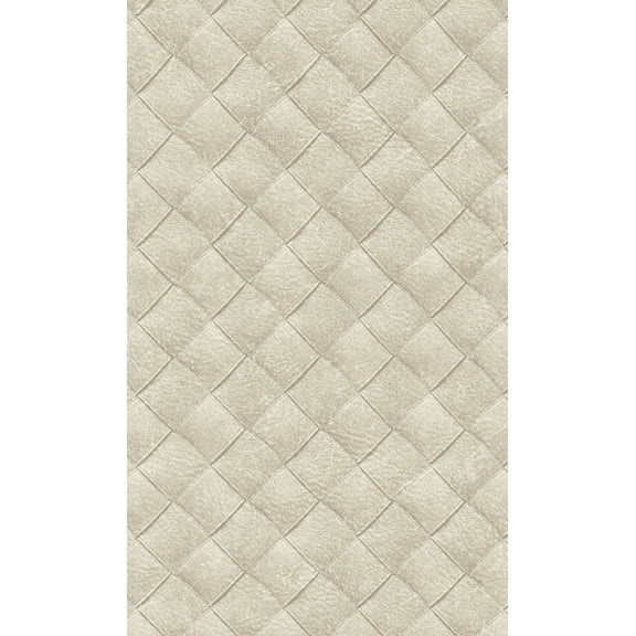 White Leather Patchwork Geometric Wallpaper R8243