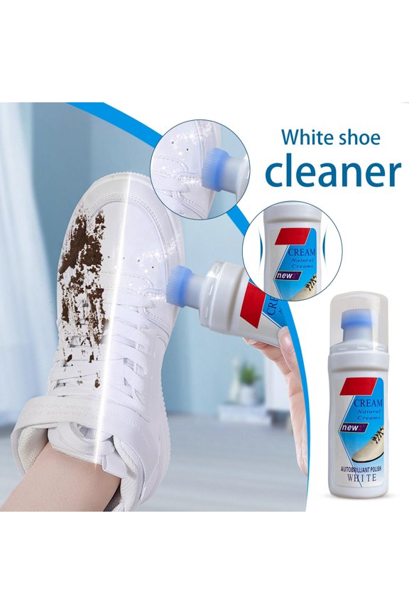 White Leather Polish Cream, Autobrilliant Polish, New2+ Mixture, Scuff Lifting, Casual athletic White Shoes, Plastic Container, 1 Pc