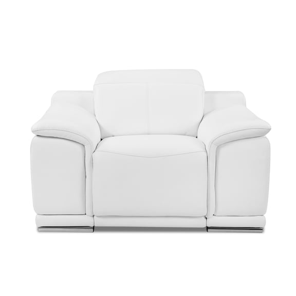White Leather Power Recliner With - 3-layer High Foam Kiln-dried Hardwood & Reinforced Corners Stainless Steel Legs Solid Brazilian Wood Base Upholstery