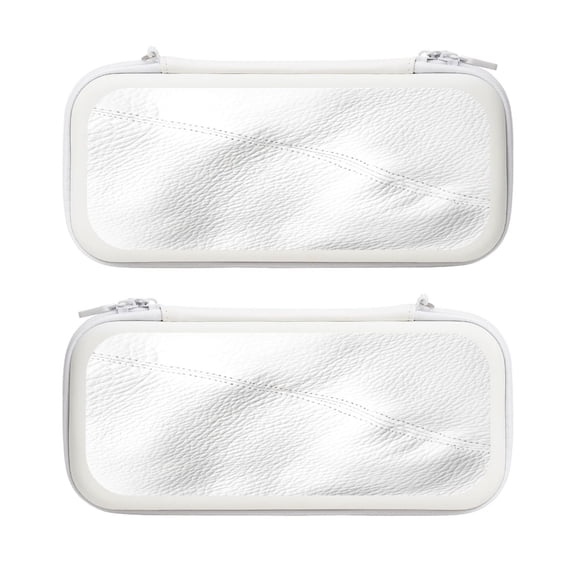 White Leather Texture, Carrying Case For Nintendo Switch & OLED Version, Eva Lightweight Shockproof Protective Pouch Case for Game Console & Accessories with 10 Game Card Slot & Wristband, White