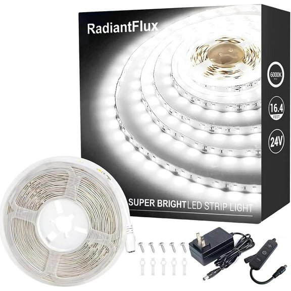 White Lights for Bedroom Small Dimmable LED Lights Strip 16.4ft Super Bright Flexible LED Tape Lights Rope Light for for Room Home Decor Luces Leds for Living Room Kitchen Vanity Mirror