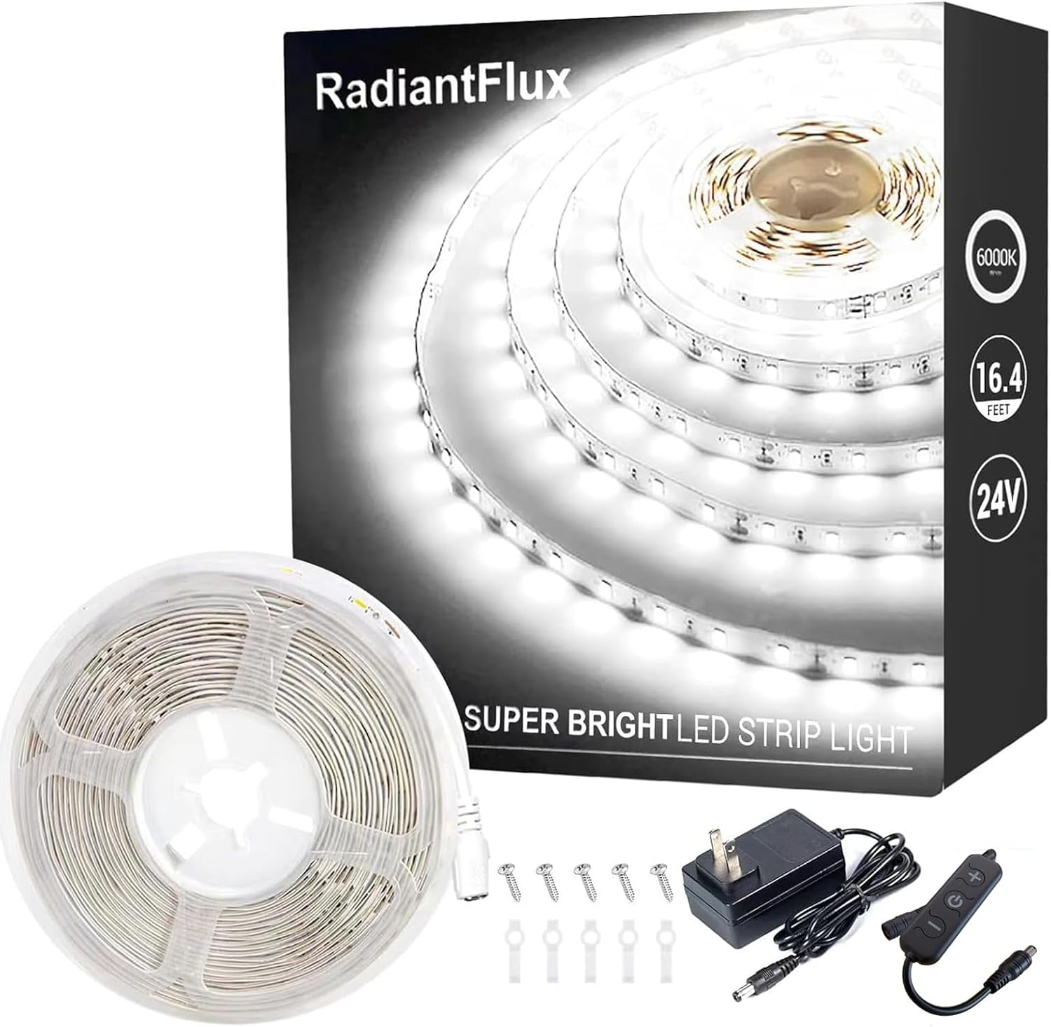 White Led Strip Lights for Bedroom Small Dimmable LED 16.4ft Super Bright Flexible Tape Rope Light Room Home Decor Luces Leds Living Kitchen Vanity Mirror