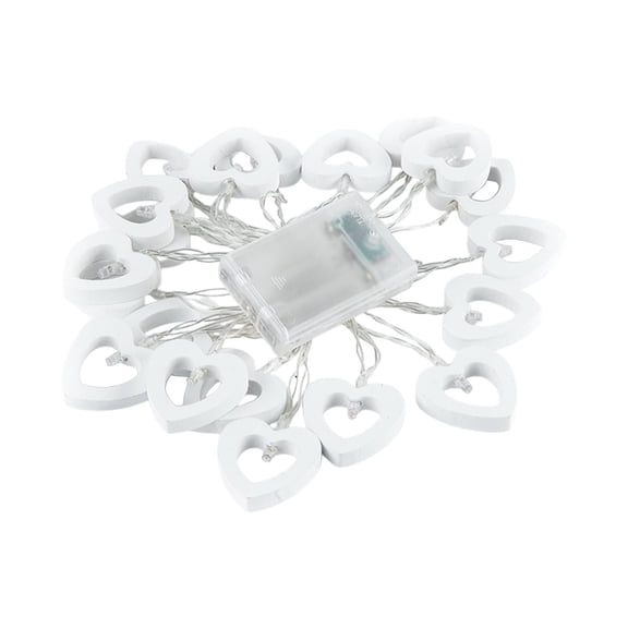 White Led Wooden Heart String Lights Valentines Day Decorations Battery Powered 20 Lights On 78.74 Inches Wire Rustic Party Bedroom Wall Window Decor 0.357 Pounds Weight 1Pc