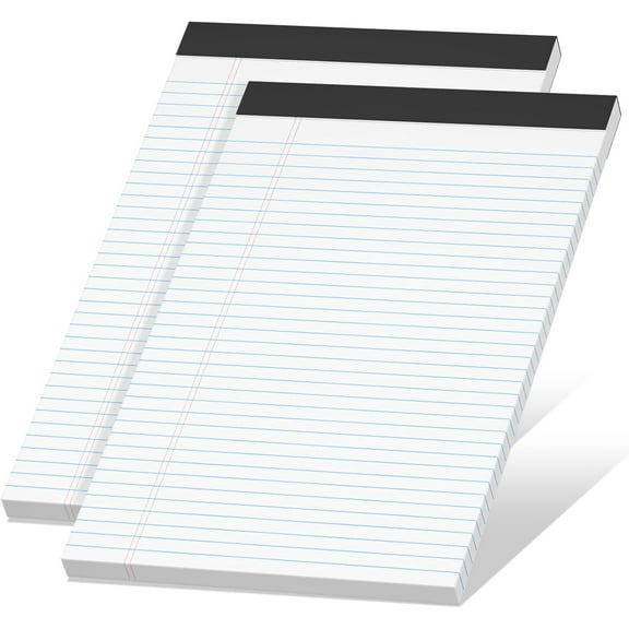 White Legal Notepad 8.5 x 11 Narrow Ruled, Notepad College Lined Notepaper, Sturdy Backing, 37 Lines 70 GSM Paper, Writing Pads, 30 Sheets Per Sheet, for Notetaking, Reminders