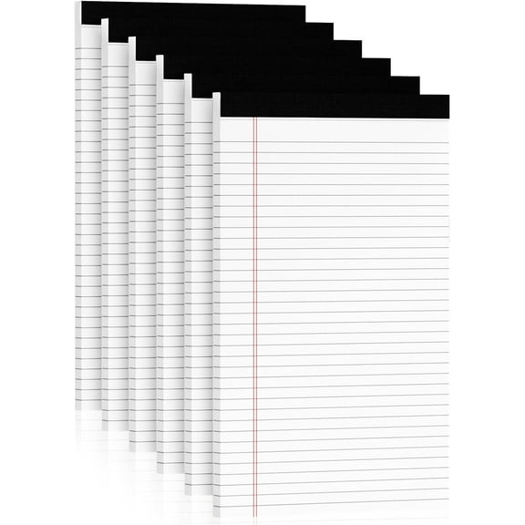 White Legal Pads 8.5 x 14, 6 Pack Wide Ruled Legal Notepads, White Note Pads 8.5 x 14 Writing Pads, Notebook Paper 8.5x14, Lined Tablets Notebook Pads of Paper, 70 GSM White Paper, 30 Sheets/Pad