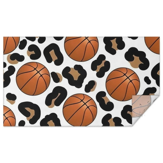 White Leopard Basketballs Pattern Rectangle Tablecloth 60"x102",Waterproof Polyester Rectangle Table Cloth, Wipeable Spillproof Polyester Tablecloth for Dining, Camping, Indoor and Outdoor