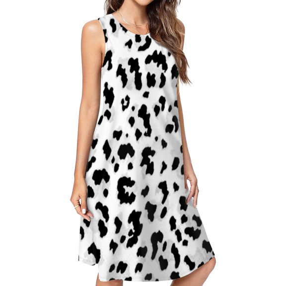 White Leopard Dress Elegant Party Dresses Evening Dresses Women Dress Sleeveless Dress Ladies Dresses