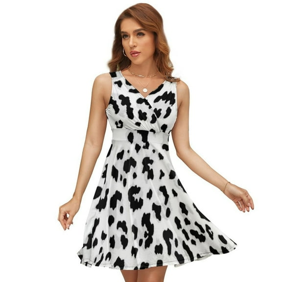 White Leopard Dress Fashion Beach Long Dresses Female Party Printed Sundress