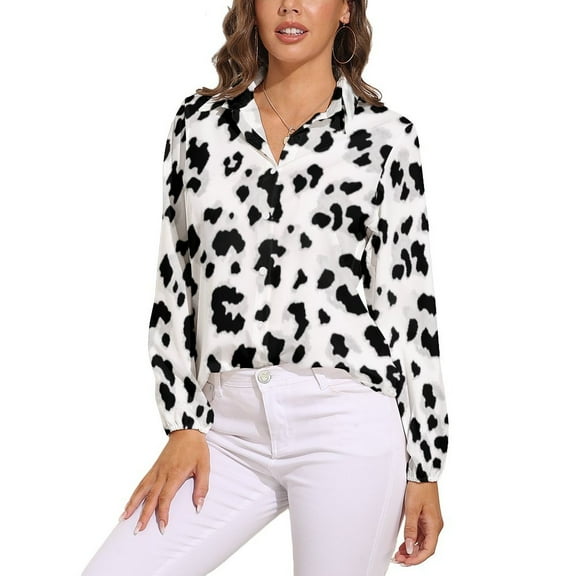 White Leopard Long Sleeve Blouse Woman Streetwear Casual Shirts Summer Oversize Woman Streetwear Clothing Birthday Present