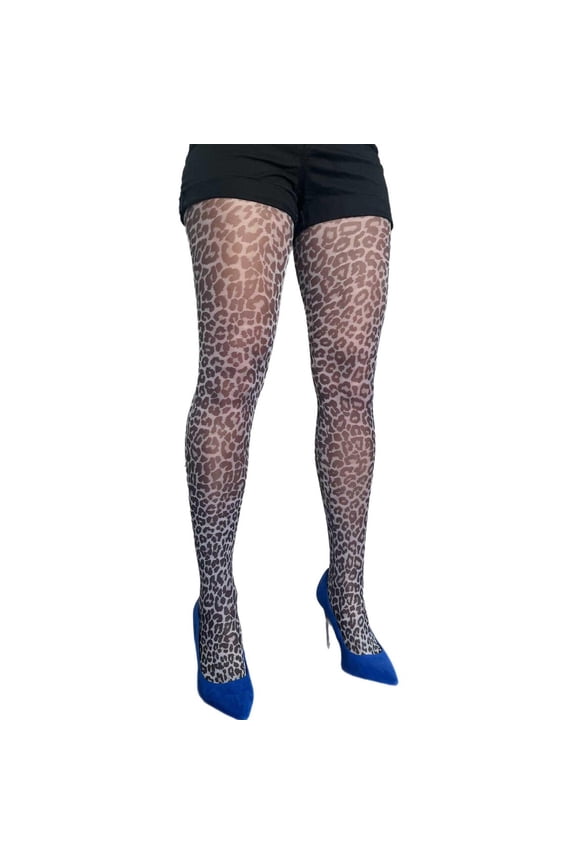 White Leopard Patterned Tights For Women Malka Chic