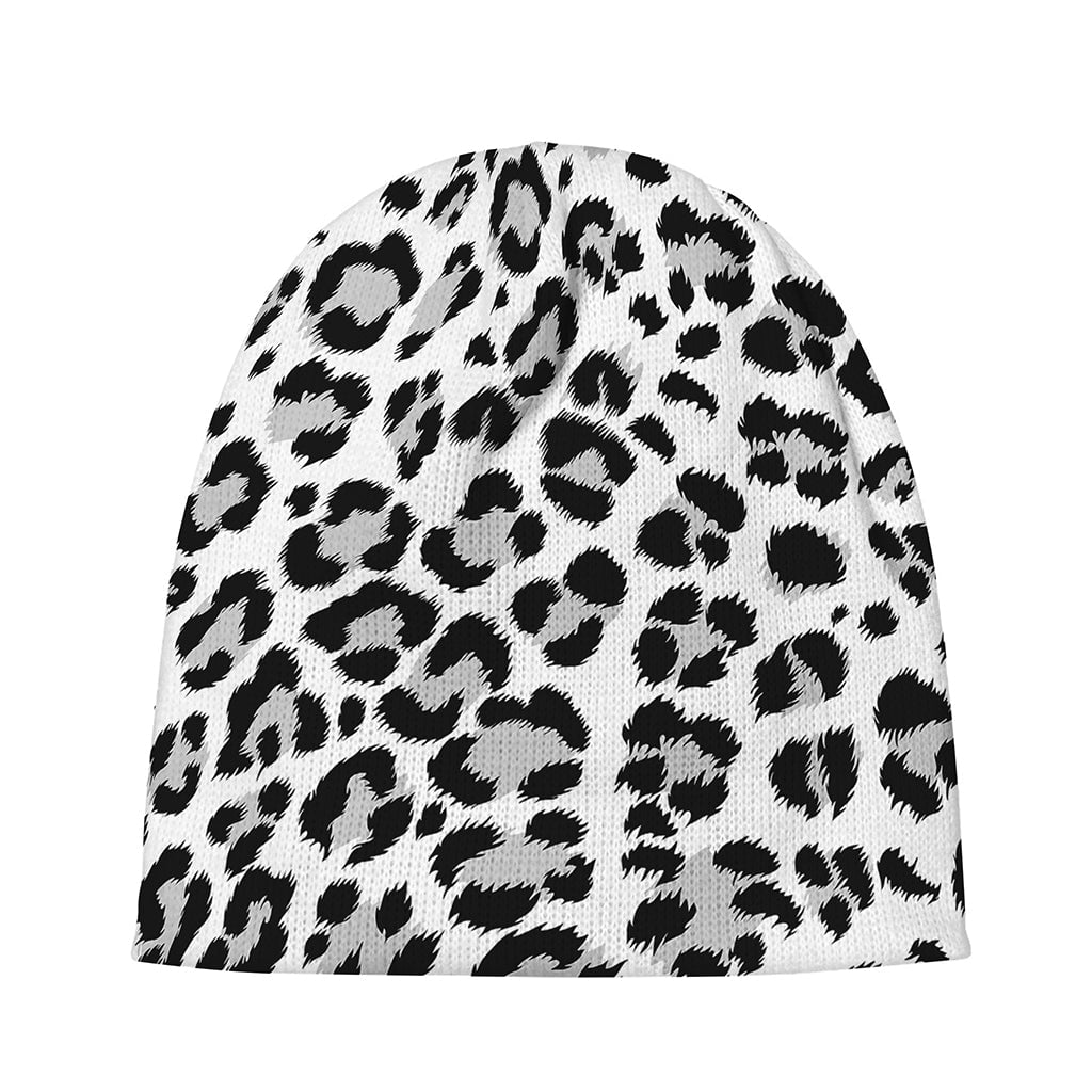 WARM WHITE ANIMAL PRINT BEANIE Unisex Beanies Hats Men Women Leopard Print Beanie Crossed  main image 4