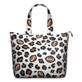 thumbnail image 1 of White Leopard Print with Footballs Pattern Travel Tote Bags for Women Carry On,Large Weekender Bags for Women Travel,Multi Functional Duffle Bag for Work,Shopping,Sports, 1 of 5