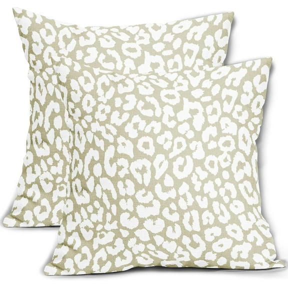 White Leopard Print Pillow Covers 20x20 Set of 2 Cheetah Animal Pattern Chinoiserie Decorative Outdoor Pillowcases Rustic Farmhouse Zipper Throw Cushion Case Decor for Home Couch Sofa Bed