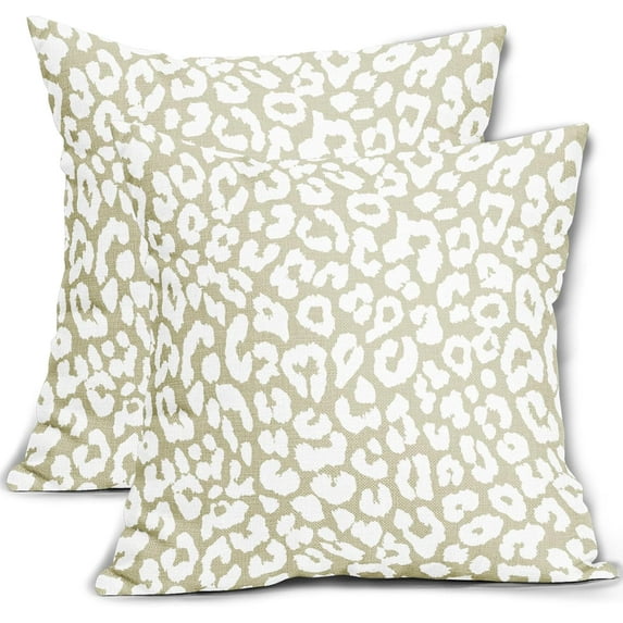 White Leopard Print Pillow Covers 20x20 Set of 2 Cheetah Animal Pattern Chinoiserie Decorative Outdoor Pillowcases Rustic Farmhouse Zipper Throw Cushion Case Decor for Home Couch Sofa Bed