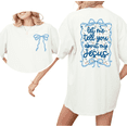 thumbnail image 1 of White Let Me Tell You About My Jesus Floral Bow T-Shirt Christian Devotion Religious Faith Inspirational Slogan Casual Everyday Tops S-5XL, 1 of 5