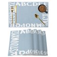 thumbnail image 1 of White Letters Placemats Set of 6 Modern Minimalist Style Sky Blue Place Mats Indoor Wipeable Table Mats Washable Cloth Dining Table Placemats for Kitchen Holiday Party Home Decor 13x19 Inch, 1 of 9