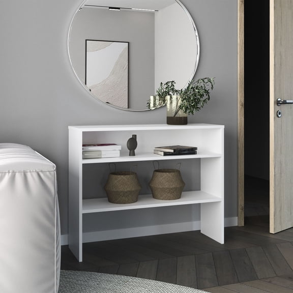 White Library Desk with Solid Wood + MDF Filler / High - quality Construction