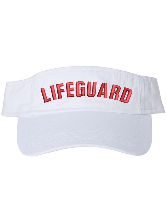 White LIFEGUARD Visor Hat | Professional Uniform Pool Sun Beach Rescue Guard Brim Cap for Men & Women