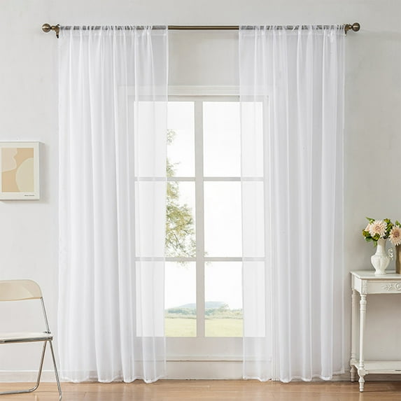 White Light Filtering Curtains Semi- Soft Window Drapes Rod Pocket Panels for Bedroom Living Room Wedding Backdrop