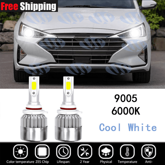 White Light LED Headlight High Beam Bulbs 9005 HB3 For Hyundai Elantra 2014-2020