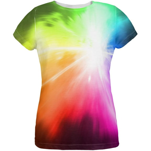 White Light Raver Rainbow All Over Womens T Shirt Multi LG