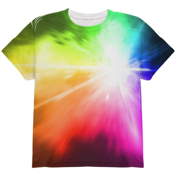 White Light Raver Rainbow All Over Youth T Shirt Multi YMD
