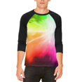 thumbnail image 1 of White Light Raver Rainbow Mens Raglan T Shirt White-Black SM, 1 of 2