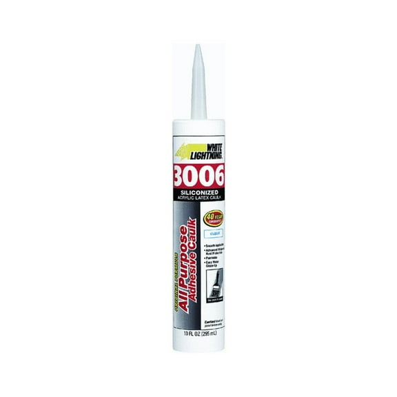 White Lightning All Purpose Adhesive Caulk 3006 - Multi-Purpose, Cartridge - 12 Pack, 10 oz, White