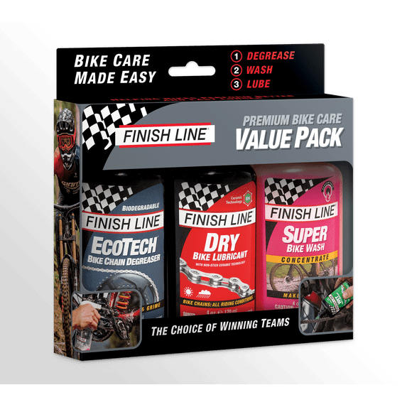 Finish Line Bicycle Cleaner And Degreaser Value Pack, Dry Lube/Degrease/Wash, 4 oz, 3 pack