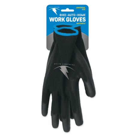 White Lightning Black Protective Work Gloves, Polyurethane Coating W/ Textured Surface on Palms for Enhanced Grip, 1PK, Universal Fit